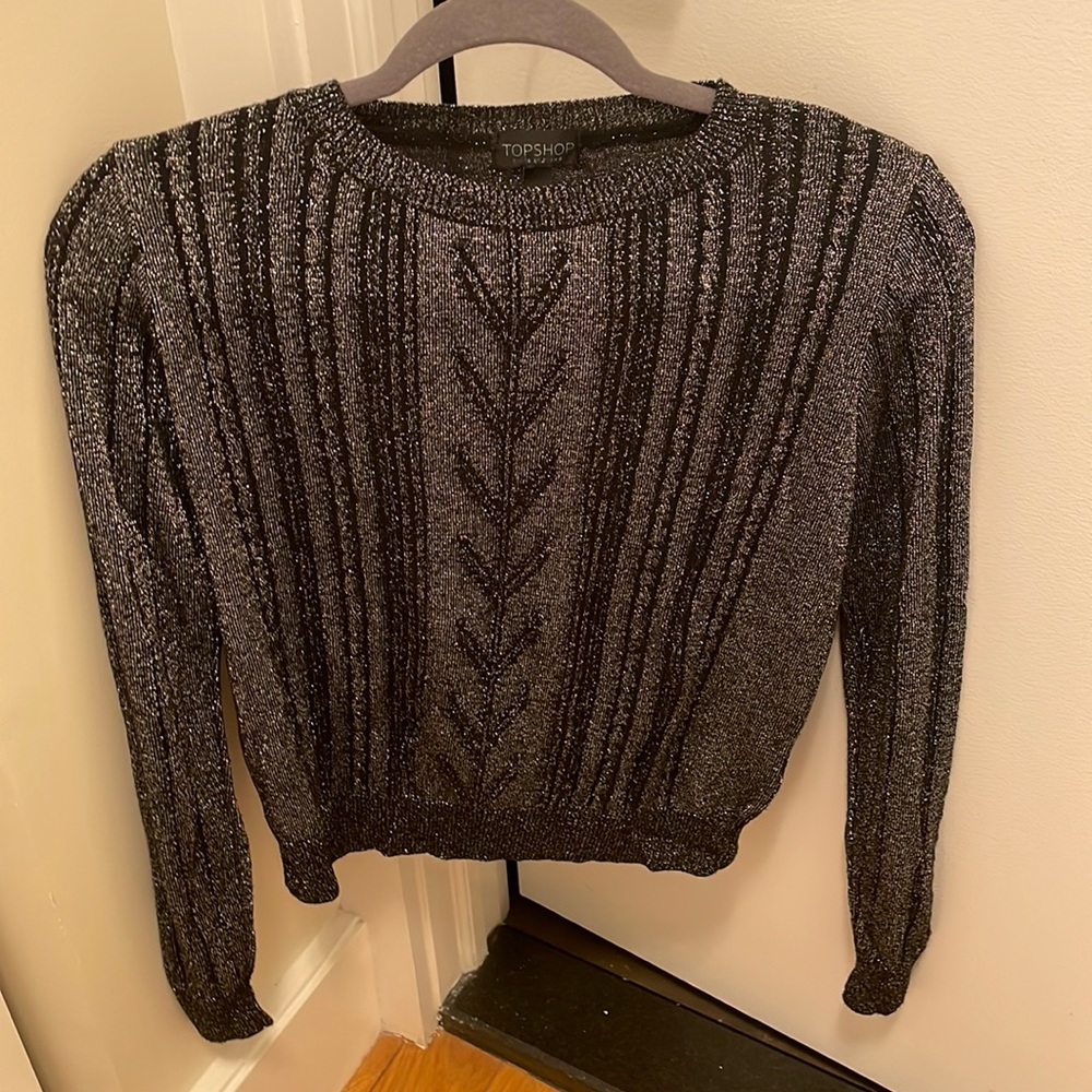 Top shop black metallic sweater